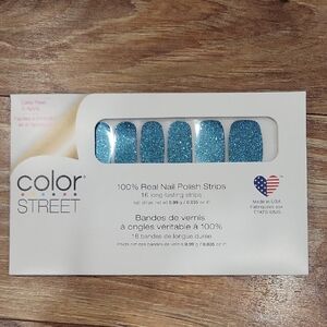 Color Street Blue Glitter Nail Polish Strips
